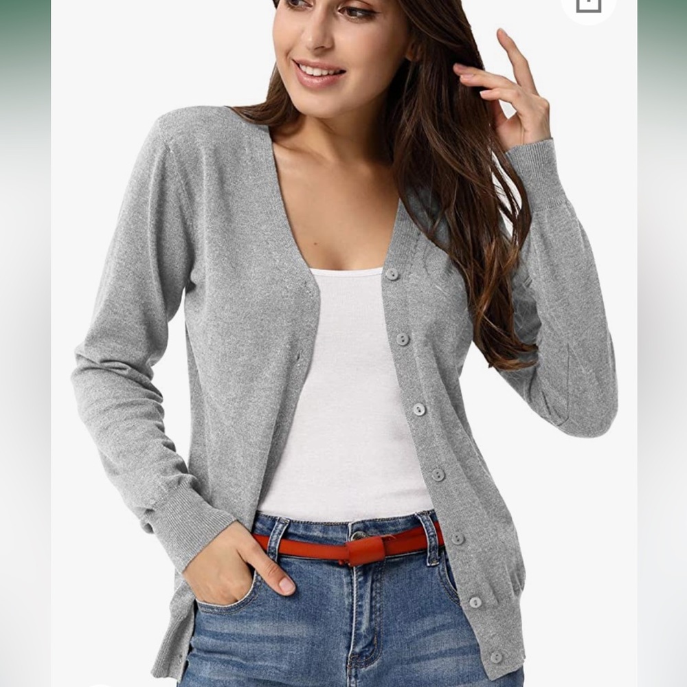 GRACE KARIN Long Sleeve V-Neck Knit Cardigan